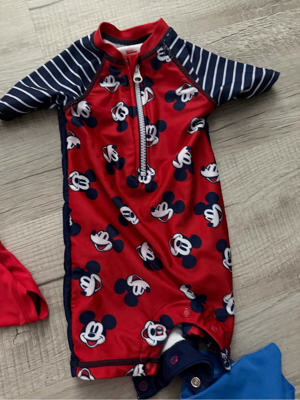 Mickey Mouse Red & Navy Toddler Rash Guard Romper